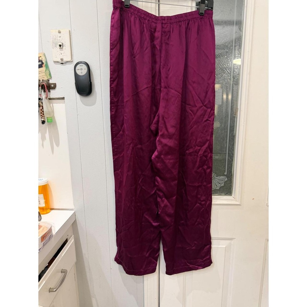 Victorias Secret 100% Silk Pajama Pants Magenta Purple Gold Label Large - Picture 2 of 4